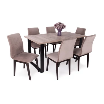 Zoé asztal (san remo) + 6 db Lotti székkel (wenge - barna)