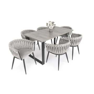 Zoe asztal (san remo) + 6 db Deluxe (beige)