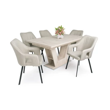 Prága asztal (justus tölgy) + 6 db Imperial szék (beige)