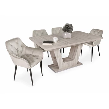 Prága asztal (160 cm x 90 cm (+40 cm) justus tölgy) + 4 db Noel szék (pezsgő)