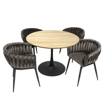 Atlasz sonoma körasztal 110 cm + 4 db Deluxe (barna)