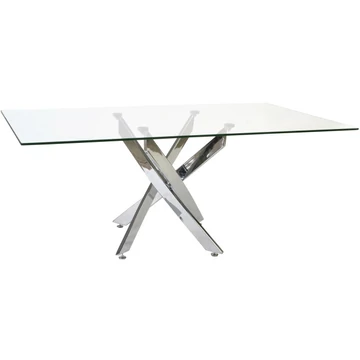 Luna asztal asztal üveg, fém 150X90X75 krómozott, átlátszó