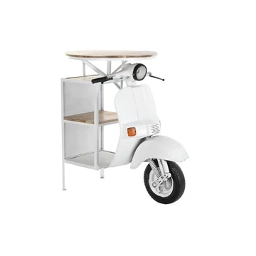 Asztal motor fém, mangófa 116x72x110 cm fehér, barna