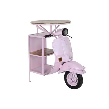 Asztal motor fém, mangófa 116x72x110 cm halvány rózsaszín