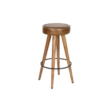 Bárszék bőr, rattan 42x42x76 cm barna
