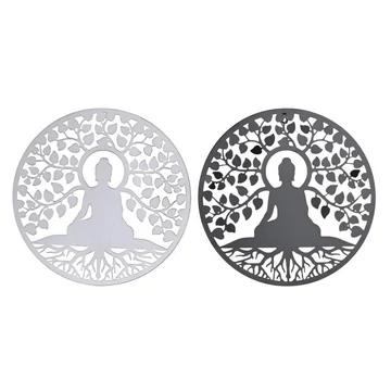 Dekoráció falra Buddha fém 40x1x40 cm fekete, fehér 2 féle