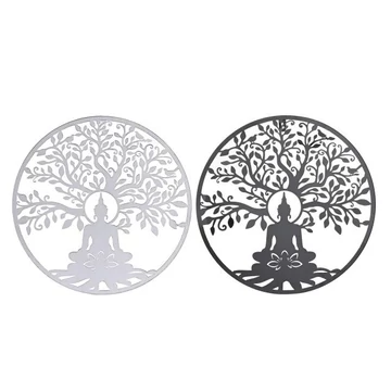 Dekoráció falra Buddha fém 40x1x40 cm fekete, fehér 2 féle
