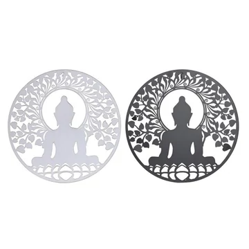 Dekoráció falra Buddha fém 40x1x40 cm fekete, fehér 2 féle