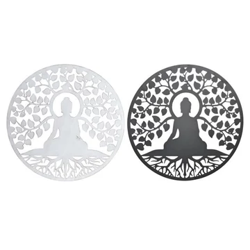Dekoráció falra Buddha fém 60x1x60 cm fekete, fehér 2 féle