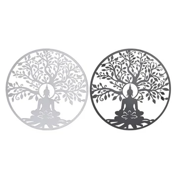 Dekoráció falra Buddha fém 60x1x60 cm fekete, fehér 2 féle