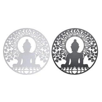 Dekoráció falra Buddha fém 60x1x60 cm fekete, fehér 2 féle