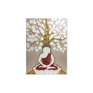 Dekoráció falra Buddha selyemfényű, poly 70x4x100 cm bézs, arany