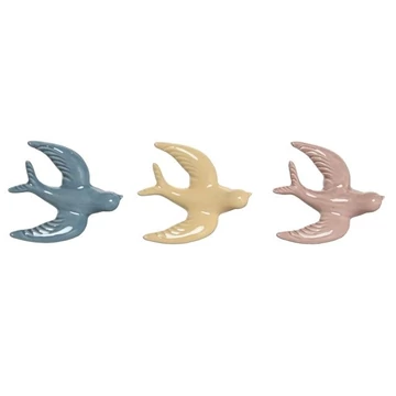 Dekoráció falra fecske porcelán 12x4x11 cm színes 3 féle