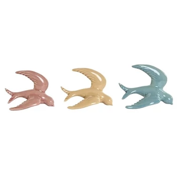 Dekoráció falra fecske porcelán 14x6x11 cm színes 3 féle