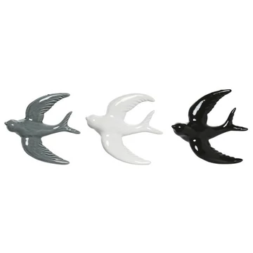 Dekoráció falra fecske porcelán 15x4x14,5 cm színes 3 féle