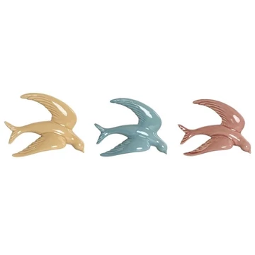 Dekoráció falra fecske porcelán 25x6x19 cm színes 3 féle