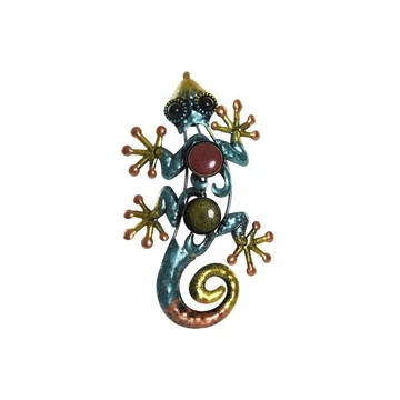 Dekoráció falra gyík fém 9x3x16 cm színes