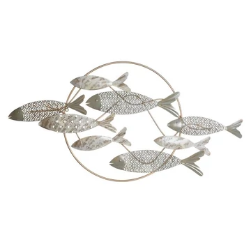 Dekoráció falra halak fém 130x6x68 cm arany