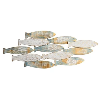 Dekoráció falra halak fém 96x3x37 cm arany