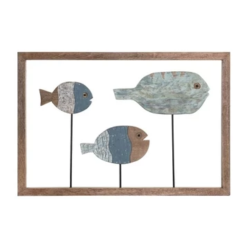 Dekoráció falra halak mangófa, fém 72x3x49 cm színes