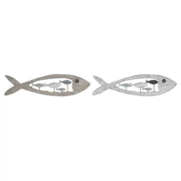 Dekoráció falra halak mdf, fém 60x2x15,5 cm barna, fehér 2 féle