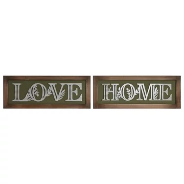 Dekoráció falra HOME LOVE fa 60x2x23 cm barna, zöld 2 féle