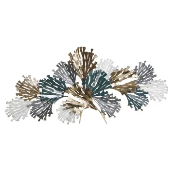 Dekoráció falra leveles fém 120x10,2x56,5 cm zöld, réz