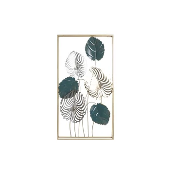 Dekoráció falra leveles fém 50x8,3x91 cm arany, zöld