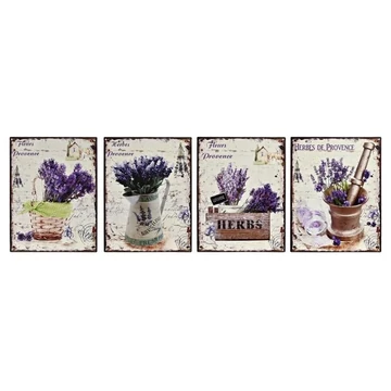 Dekoráció falra levendula fém 25x1x33 cm lila, bézs 4 féle