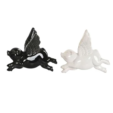 Dekoráció falra malac porcelán 15x7x13 cm fehér, fekete 2 féle