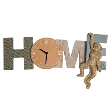 Dekoráció falra óra HOME majom mdf 42x5x22 cm zöld, sárga