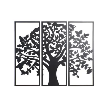 Dekoráció szett falra fém 105x1,5x91 cm fekete S/3