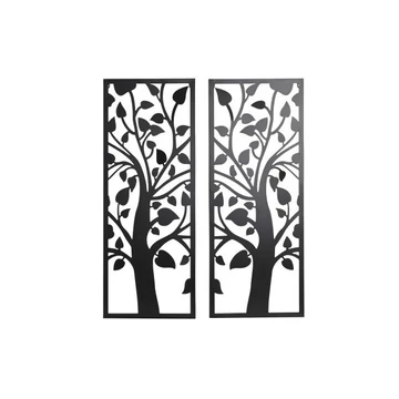Dekoráció szett falra fém 70x1,3x90 cm fekete S/2