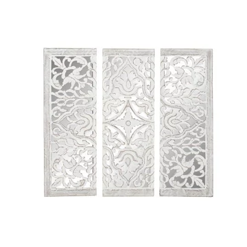 Dekoráció szett falra mdf, üveg 120x2,5x122 cm fehér S/3