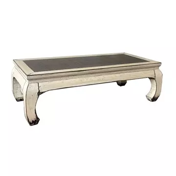 Dohányzó asztal szilfa, rattan 150x69x45 cm fehér