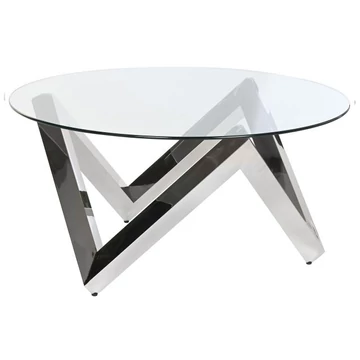 Dohányzóasztal acél, hőállóüveg 90x90x45 cm ezüst, átlátszó