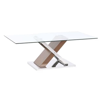 Dohányzóasztal acél, mdf 120x60x42 cm sötétbarna, ezüst