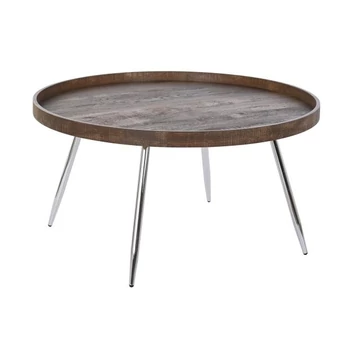 Dohányzóasztal acél, mdf 78x78x41,5 cm barna, ezüst