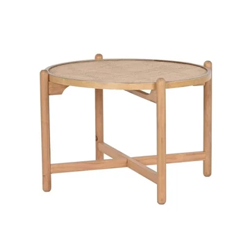 Dohányzóasztal császárfa, rattan 66x66x45 cm natúr