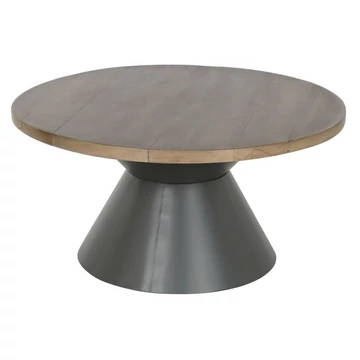 Dohányzóasztal fém, mdf 80x80x40 cm fekete, natúr