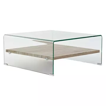 Dohányzóasztal hőállóüveg, mdf 80x80x35 cm átlátszó, natúr