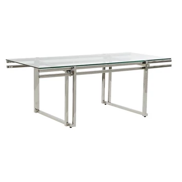 Dohányzóasztal inox, üveg 120x60x45 cm ezüst