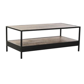 Dohányzóasztal mangófa, fém 120x60x45 cm sötétbarna, fekete
