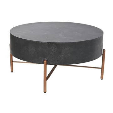 Dohányzóasztal mangófa, fém 90x90x45 cm fekete, bronz