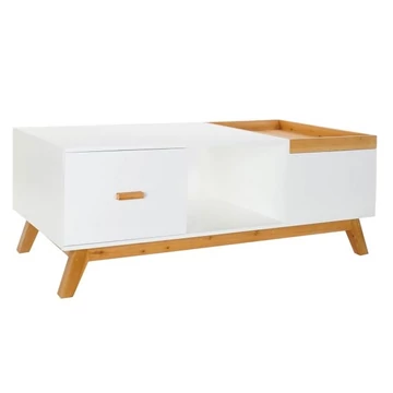 Dohányzóasztal mdf 120x60x46 cm fehér, barna