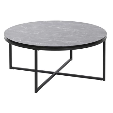 Dohányzóasztal mdf, fém 80x80x35 cm fekete