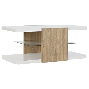 Dohányzóasztal mdf, üveg 110x60x45 cm fehér, barna