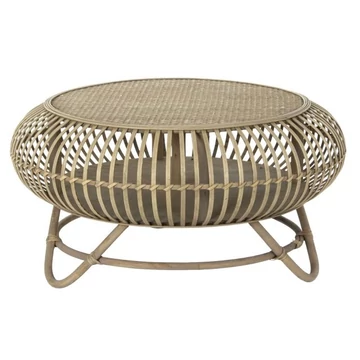 Dohányzóasztal rattan 75x75x39 cm natúr