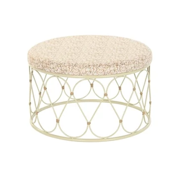 Dohányzóasztal rattan, fém 48x48x30 cm natúr, krém