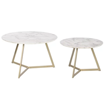 Dohányzóasztal szett mdf, fém 80x80x47,5 cm fehér S/2